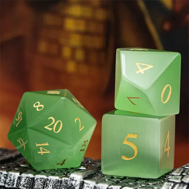 Level Up Premium Dice | Cat Eye Gemstone | Green