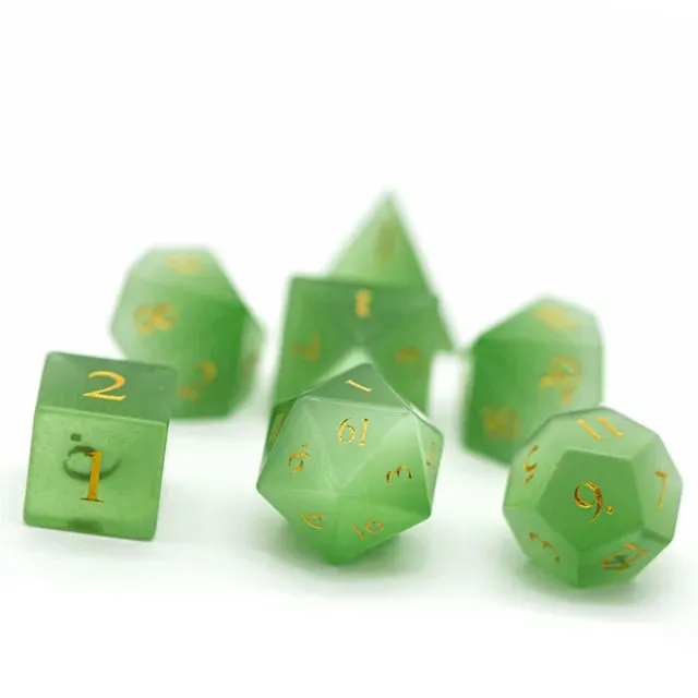 Level Up Premium Dice | Cat Eye Gemstone | Green
