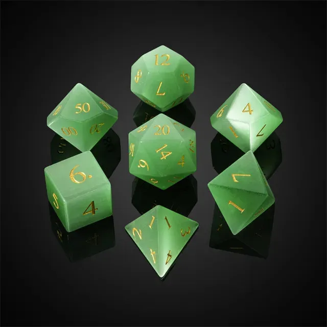 Level Up Premium Dice | Cat Eye Gemstone | Green
