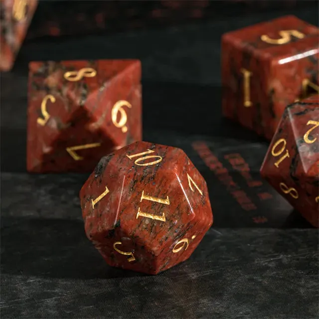 Level Up Premium Dice | Granite Sesame Red Gemstone