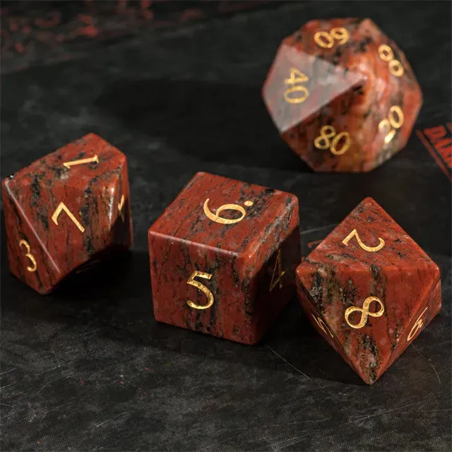 Level Up Premium Dice | Granite Sesame Red Gemstone