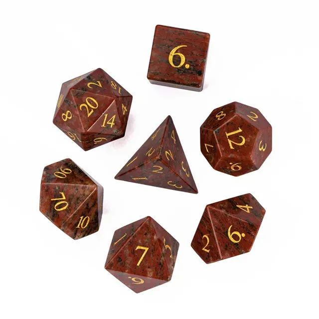 Level Up Premium Dice | Granite Sesame Red Gemstone