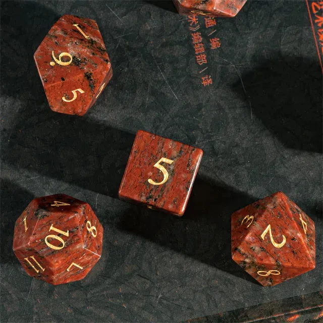 Level Up Premium Dice | Granite Sesame Red Gemstone