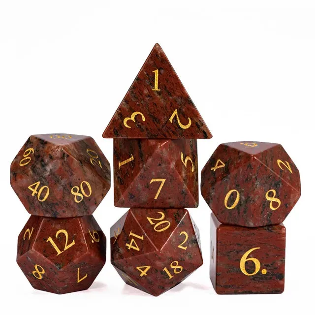 Level Up Premium Dice | Granite Sesame Red Gemstone