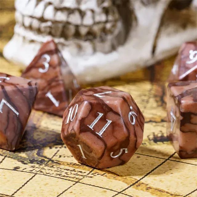 Level Up Premium Dice | Natural Red Leopard Skin Stone