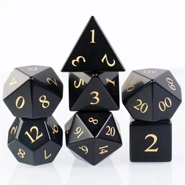 Level Up Premium Dice | Obsidian Gemstone |  Black