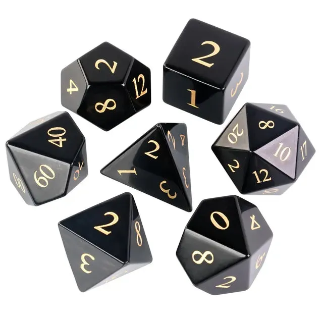 Level Up Premium Dice | Obsidian Gemstone |  Black