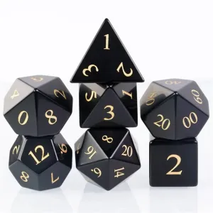 Level Up Premium Dice | Obsidian Gemstone |  Black