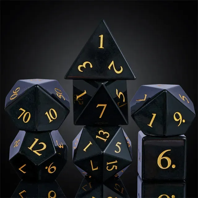 Level Up Premium Dice | Obsidian Gemstone |  Black