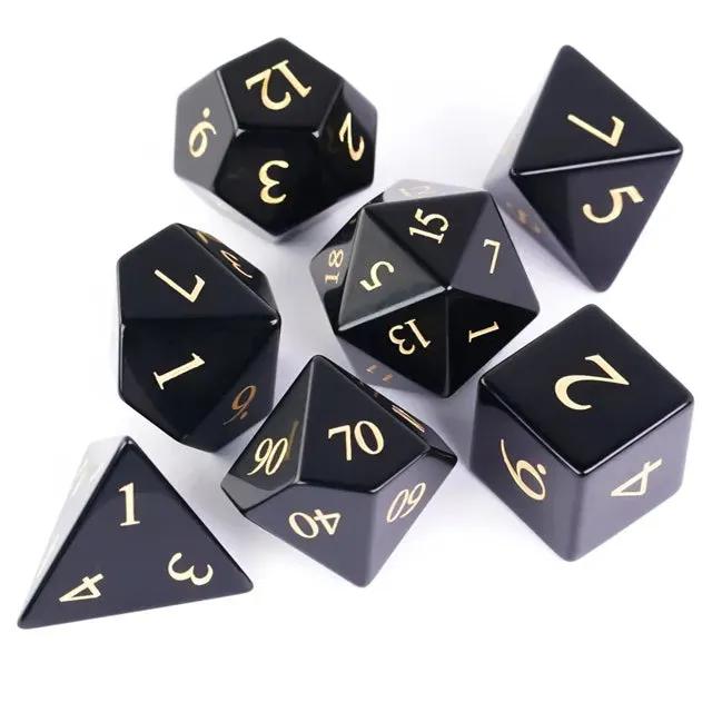 Level Up Premium Dice | Obsidian Gemstone |  Black