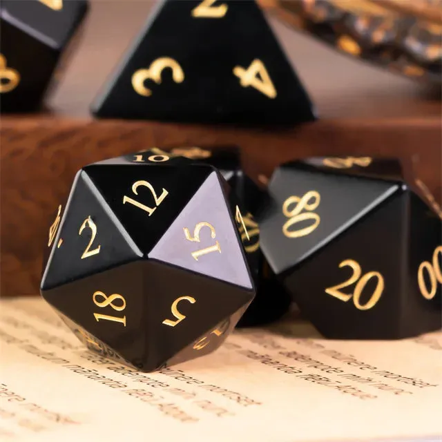 Level Up Premium Dice | Obsidian Gemstone |  Black