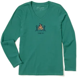 Life is Good Women's Log On Long Sleeve Crusher Vee
