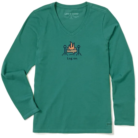 Life is Good Women's Log On Long Sleeve Crusher Vee