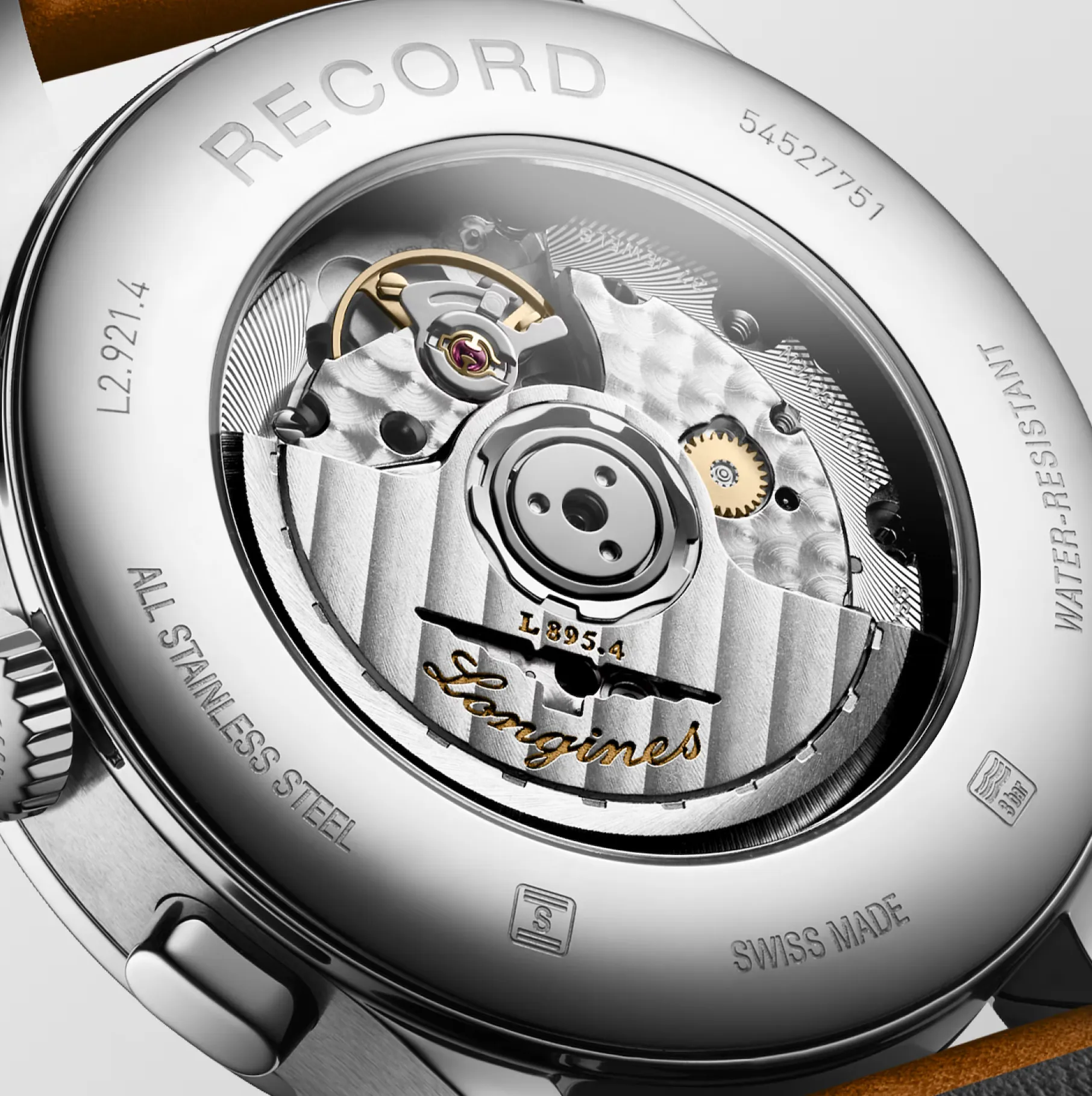 Longines Record 40mm Watch with Tan Leather Strap