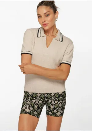 Lorna Jane Country Club Knit Polo Tee - Ivory
