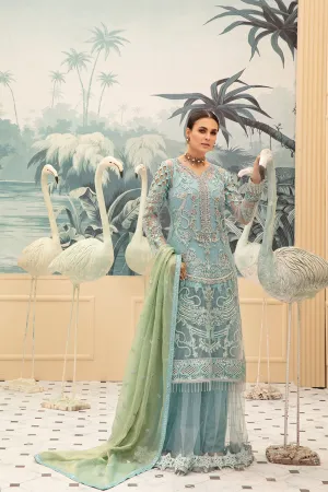 Luxurious Pakistani Net Dress In Light Turquoise Color # C2081