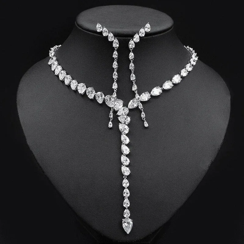 Luxury 2PCS Emerald Bridal Jewelry Set For Women Wedding Jewelry