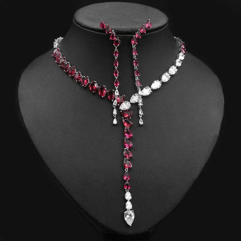 Luxury 2PCS Emerald Bridal Jewelry Set For Women Wedding Jewelry