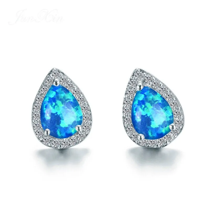 Luxury Blue Sapphire Stud Earrings 925 Silver For Women Party Wedding Jewelry