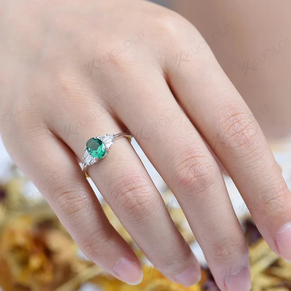 Luxury Emerald Gemstone Ring for Women Wedding Engagement Jewelry