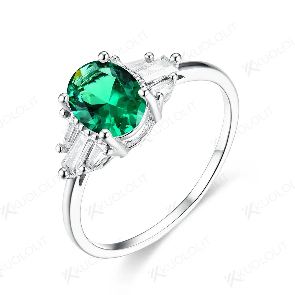 Luxury Emerald Gemstone Ring for Women Wedding Engagement Jewelry