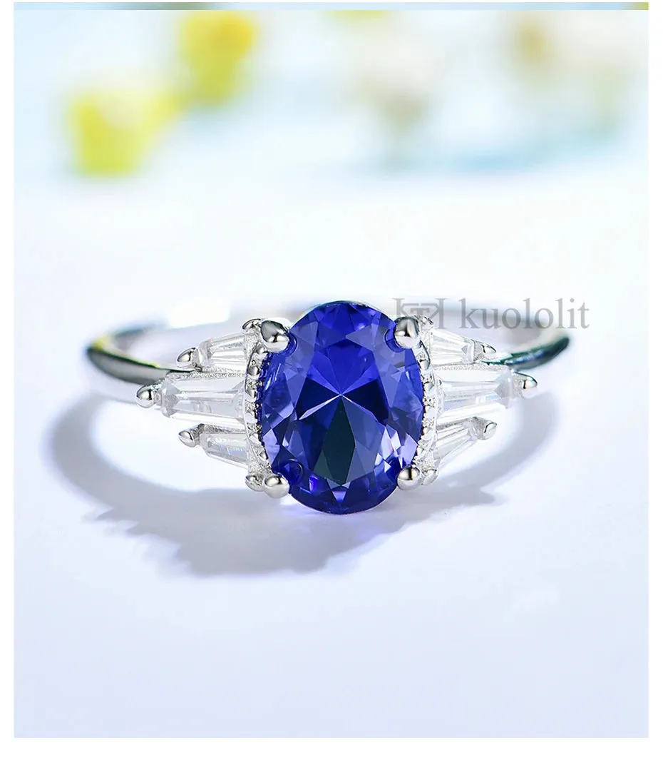 Luxury Emerald Gemstone Ring for Women Wedding Engagement Jewelry