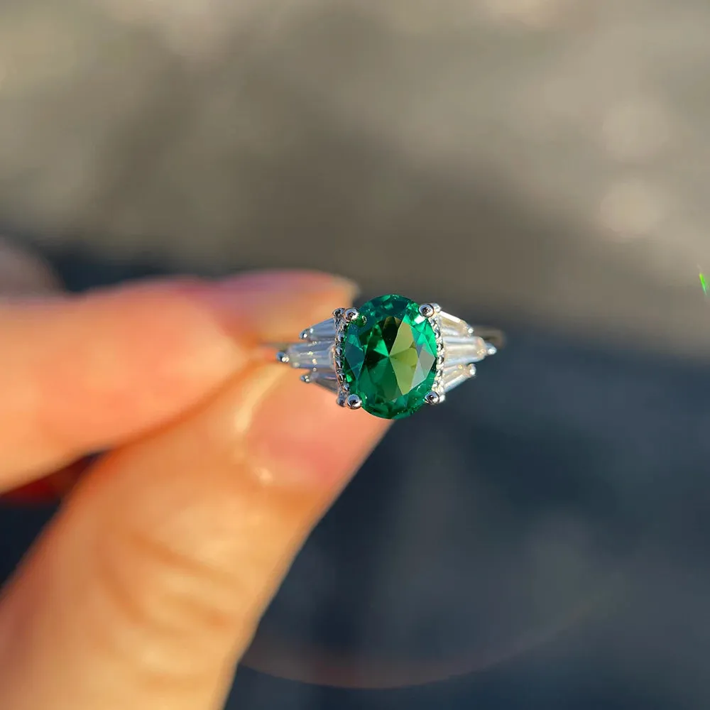 Luxury Emerald Gemstone Ring for Women Wedding Engagement Jewelry