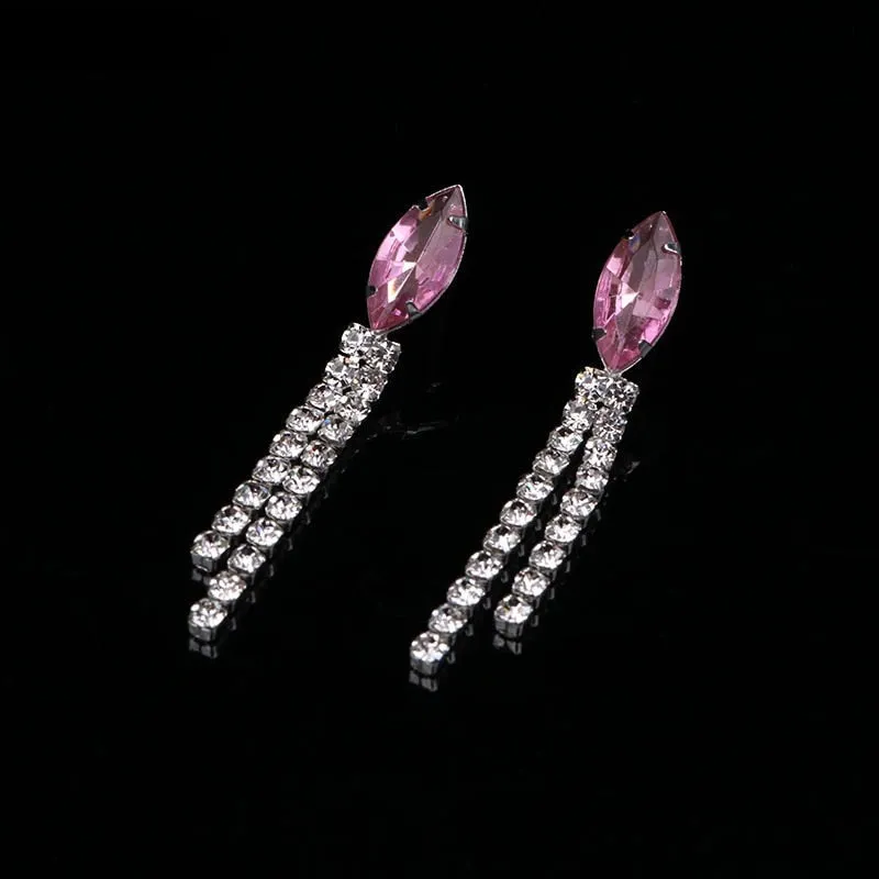 Luxury Pink Zircon Wedding Jewelry Sets for Women Bridal Jewelry