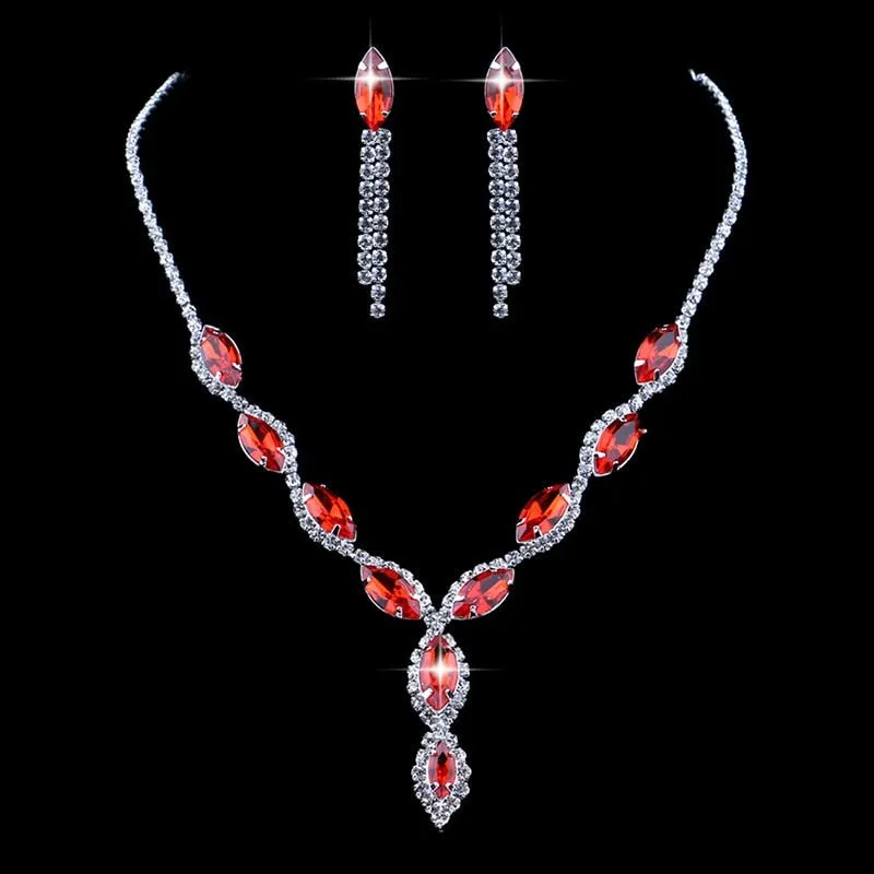 Luxury Pink Zircon Wedding Jewelry Sets for Women Bridal Jewelry