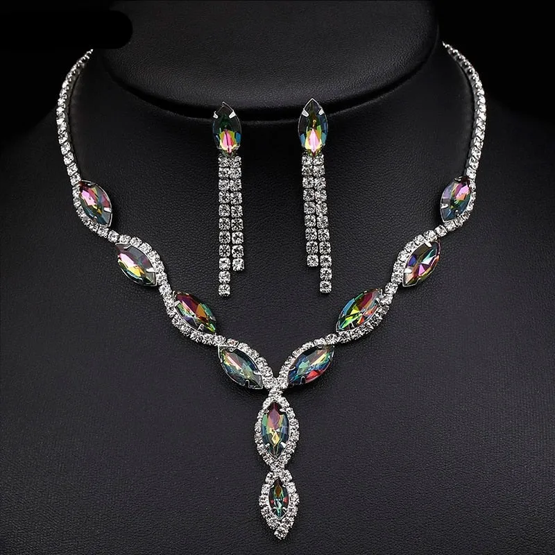 Luxury Pink Zircon Wedding Jewelry Sets for Women Bridal Jewelry