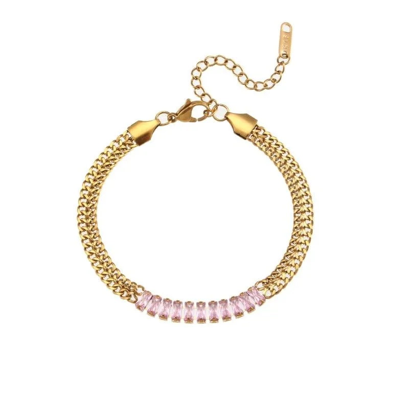 Luxury Tennis Chain Gold Jewelry Set Women Bracelet Necklace Jewelry Set