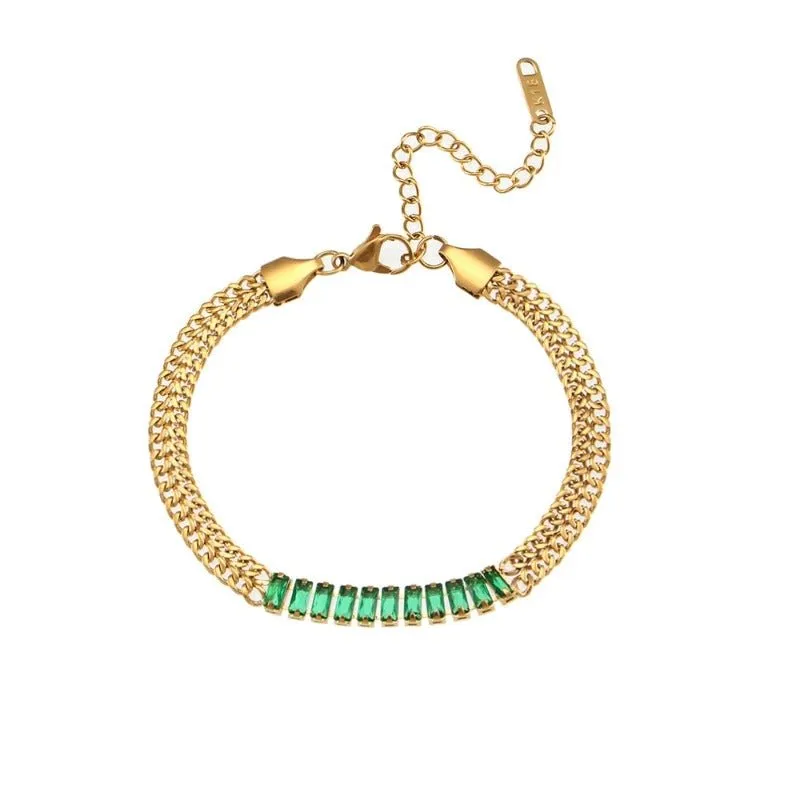 Luxury Tennis Chain Gold Jewelry Set Women Bracelet Necklace Jewelry Set