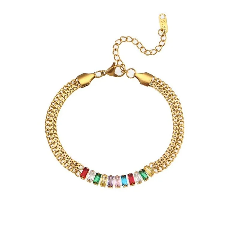 Luxury Tennis Chain Gold Jewelry Set Women Bracelet Necklace Jewelry Set