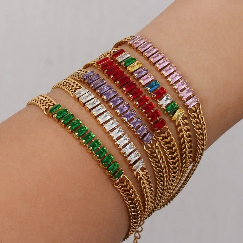 Luxury Tennis Chain Gold Jewelry Set Women Bracelet Necklace Jewelry Set