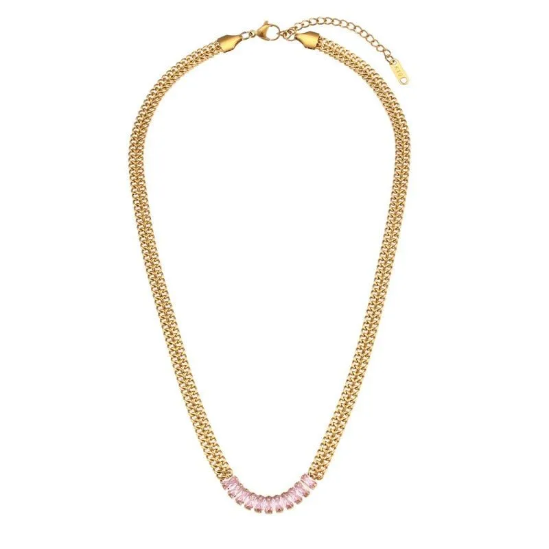 Luxury Tennis Chain Gold Jewelry Set Women Bracelet Necklace Jewelry Set