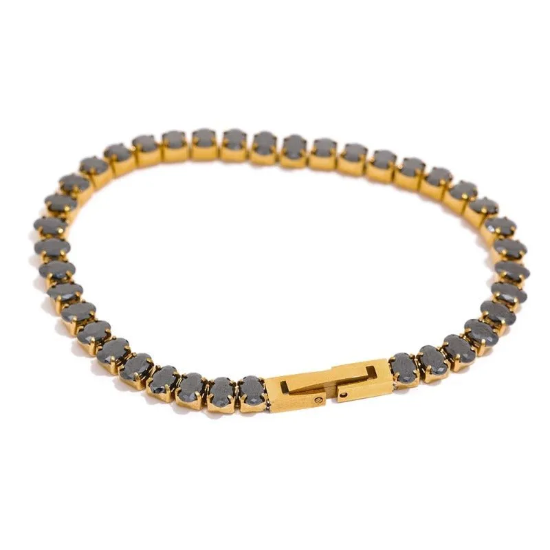 Luxury Tennis Zircon Bling Jewelry Set Necklace Bracelet for Women Party