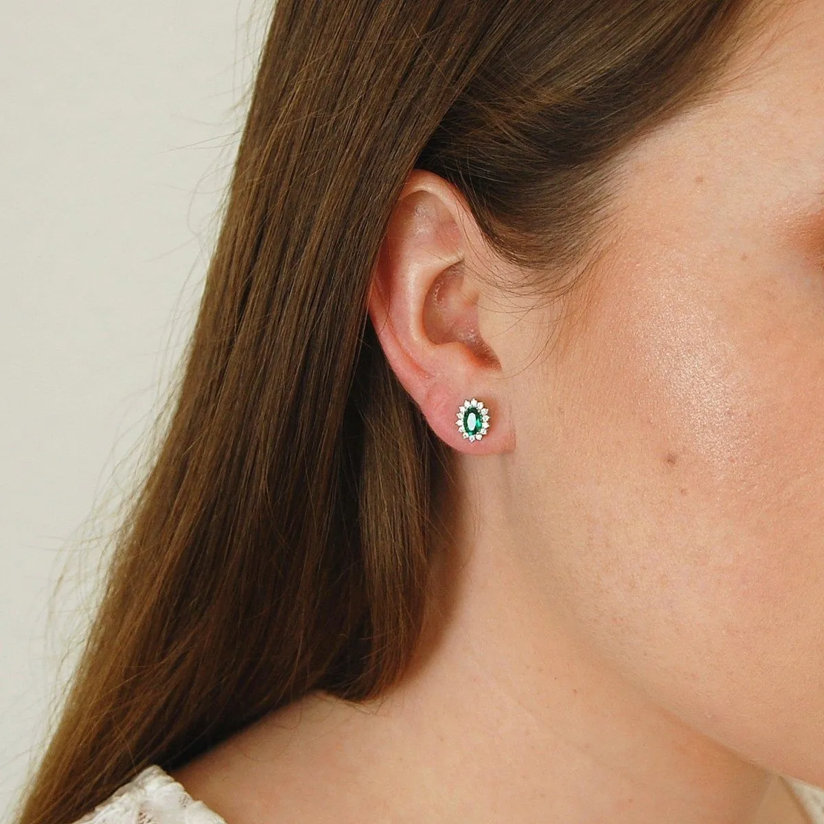 Made Emerald Stud Earrings