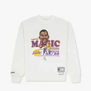 Magic Johnson Los Angeles Lakers Caricature Vintage Crew Sweatshirt - Vintage White