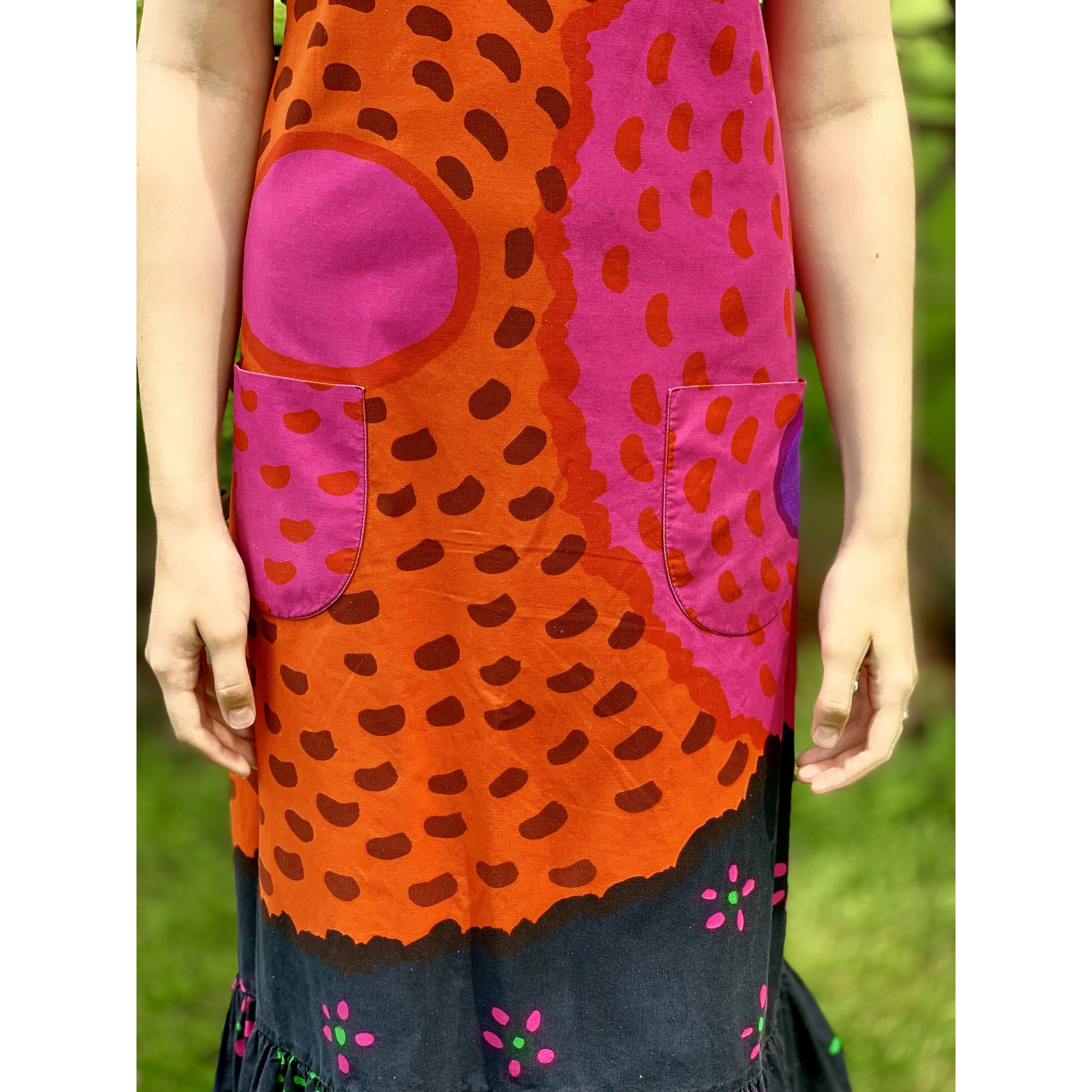 Marimekko ”Semiramis” by Katsuji Wakisaka Vintage Pinafore Dress S Vintage 1975 1970s