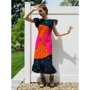 Marimekko ”Semiramis” by Katsuji Wakisaka Vintage Pinafore Dress S Vintage 1975 1970s