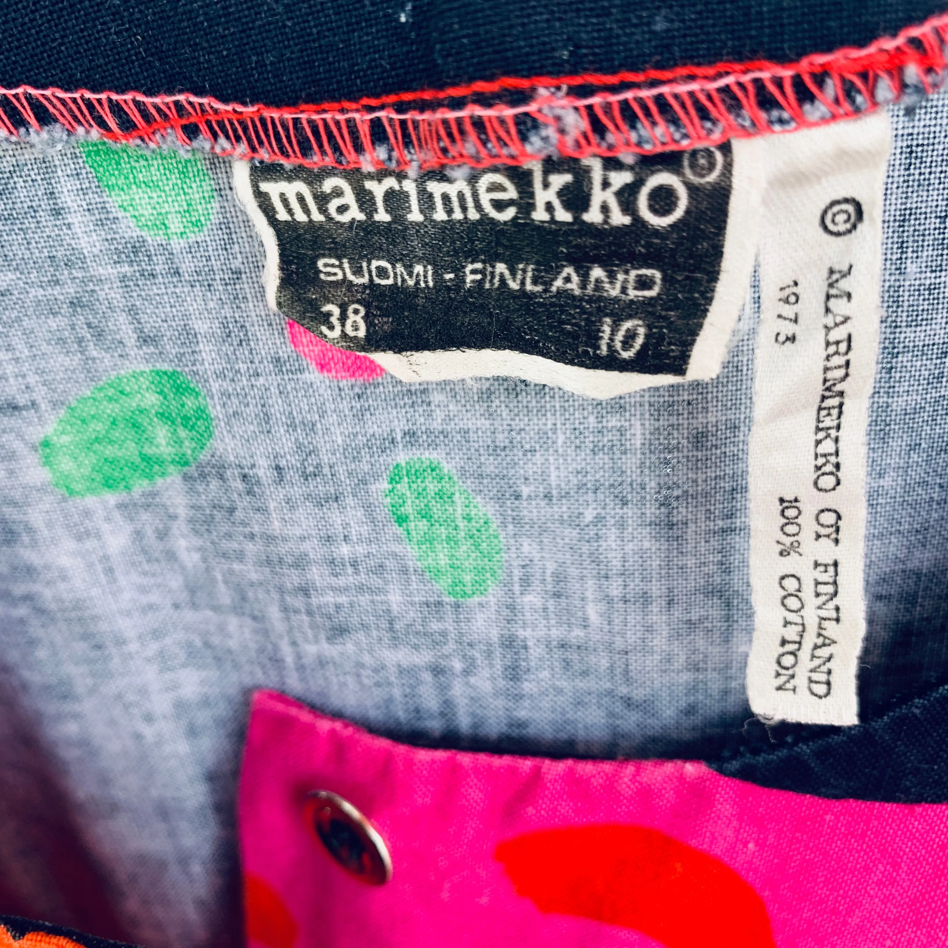Marimekko ”Semiramis” by Katsuji Wakisaka Vintage Pinafore Dress S Vintage 1975 1970s