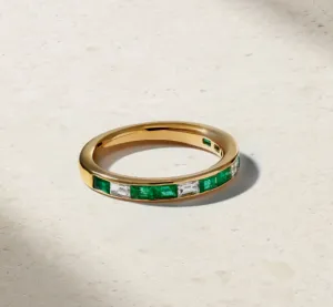 Mark Henry 18k Yellow Gold Baguette Emerald and Diamond Thread Band - .63ctw