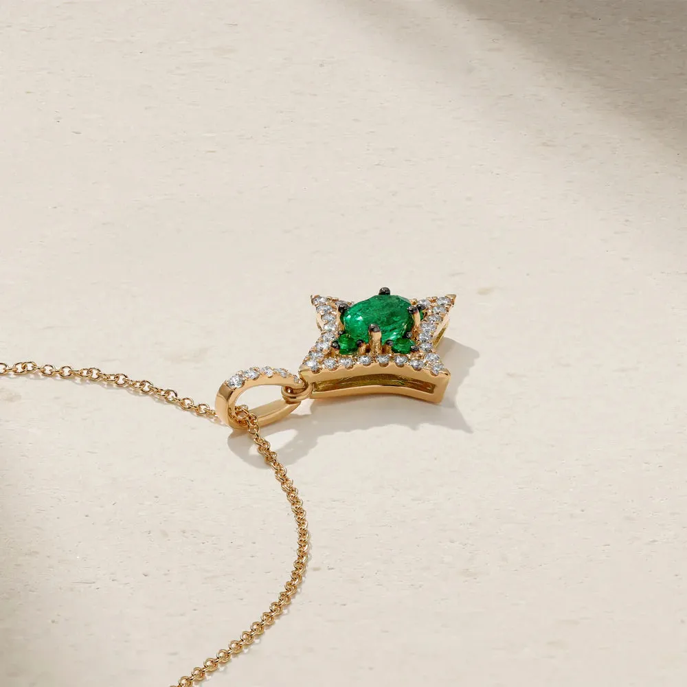 Mark Henry 18k Yellow Gold Notte Emerald and Diamond Necklace