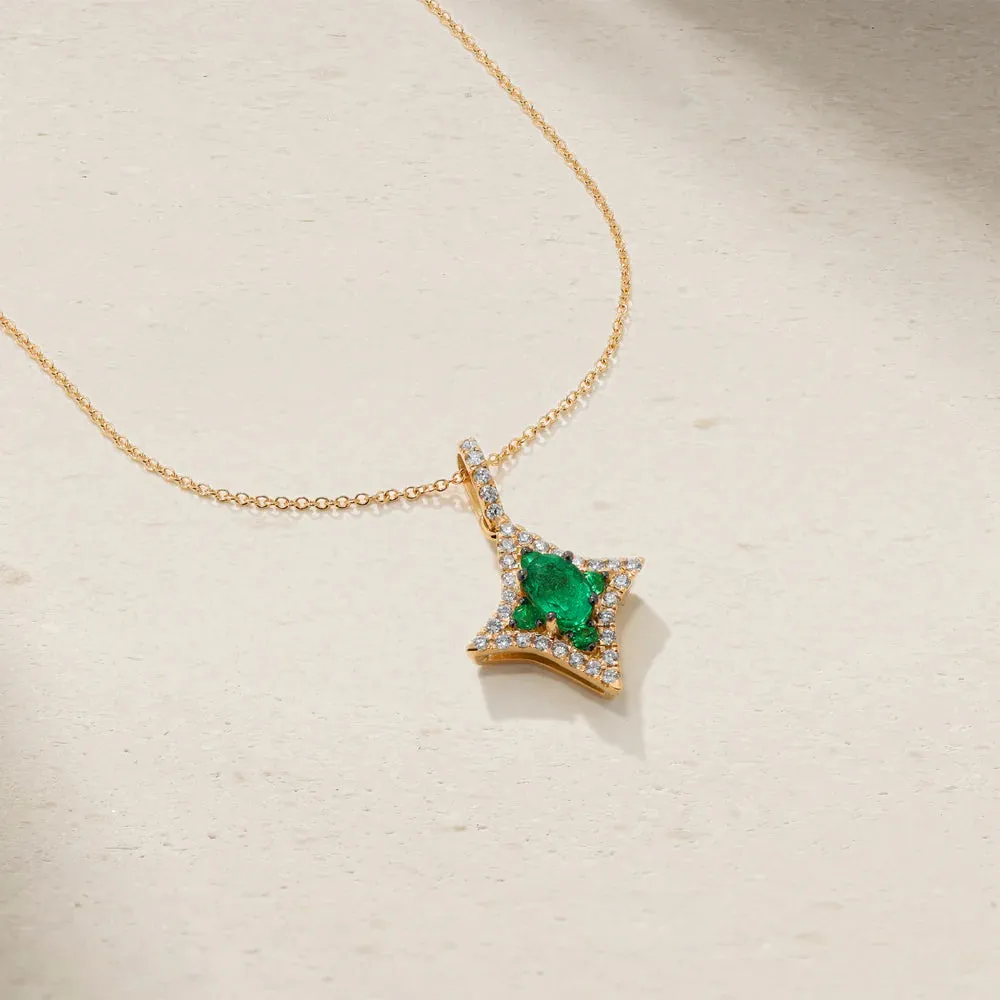 Mark Henry 18k Yellow Gold Notte Emerald and Diamond Necklace