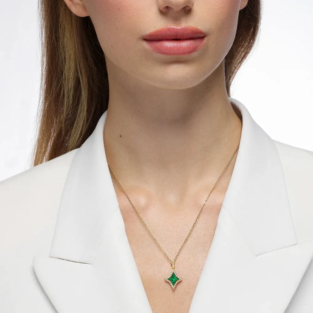Mark Henry 18k Yellow Gold Notte Emerald and Diamond Necklace
