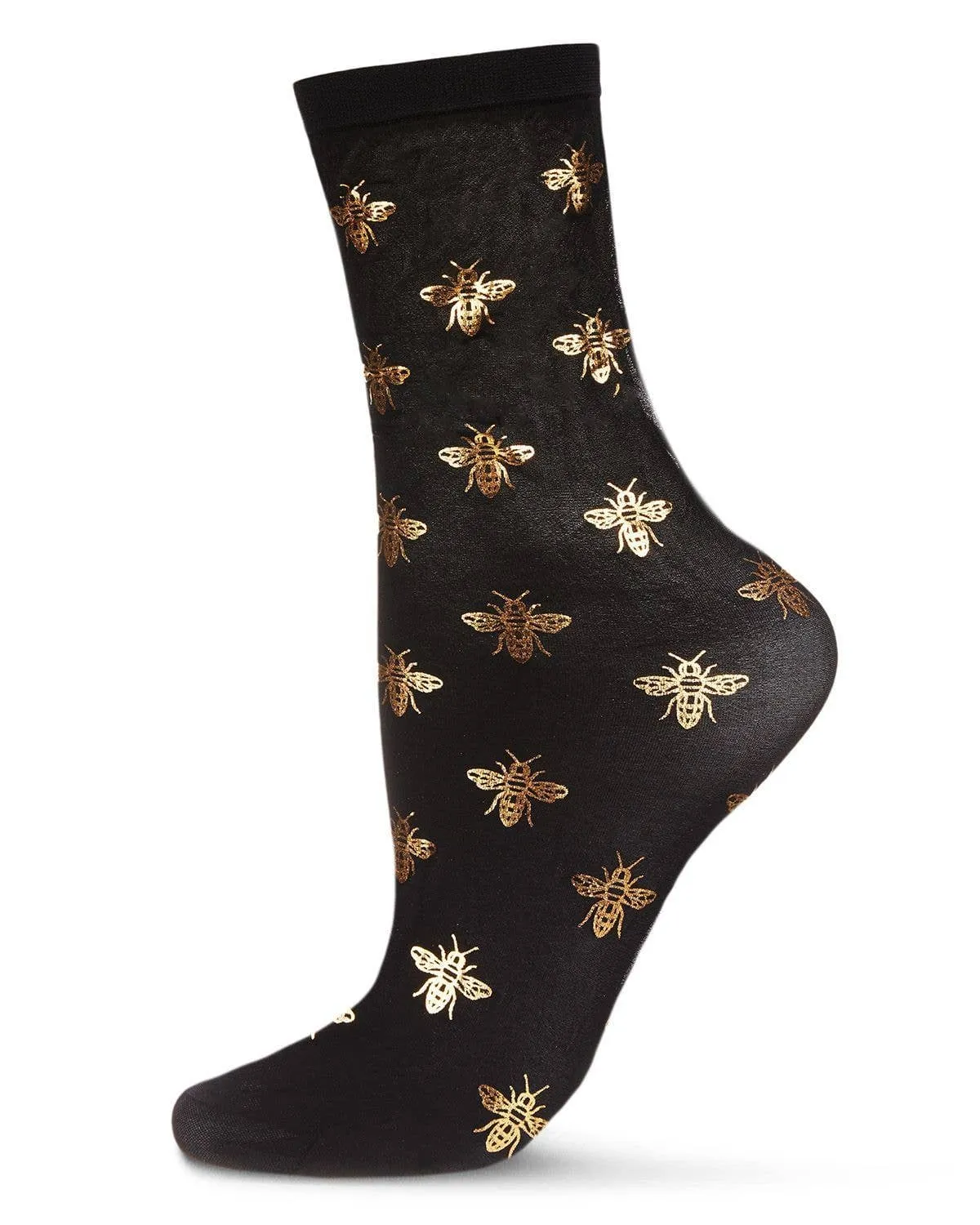 MeMoi Be Sheer Fashion Crew Sock: OS / Black