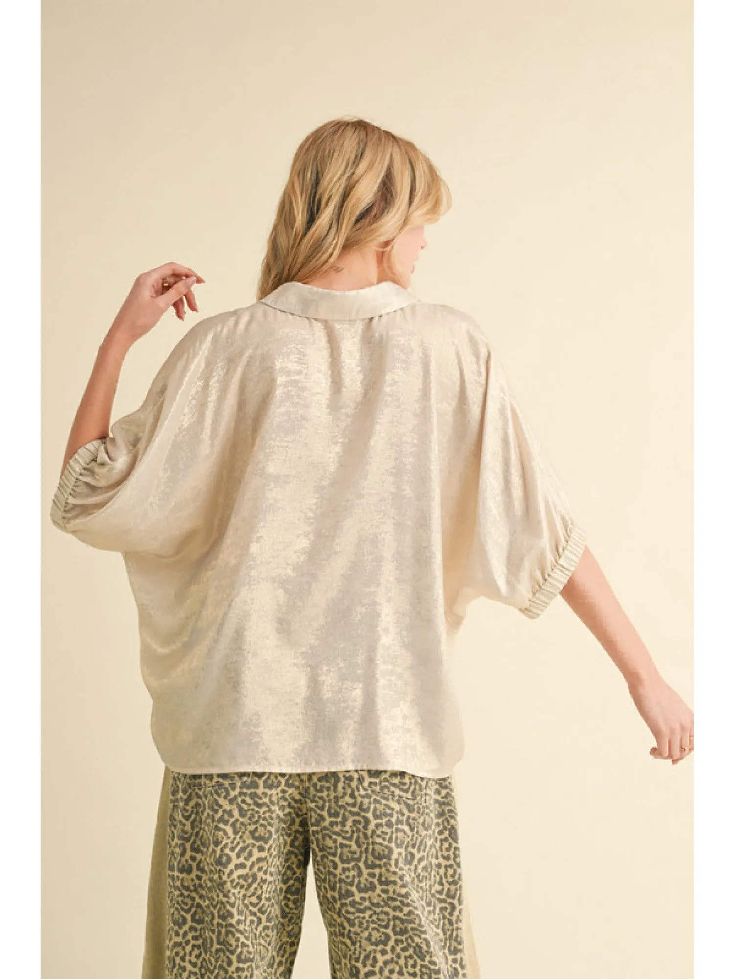 Metallic V-Neck Top