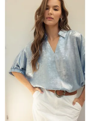 Metallic V-Neck Top