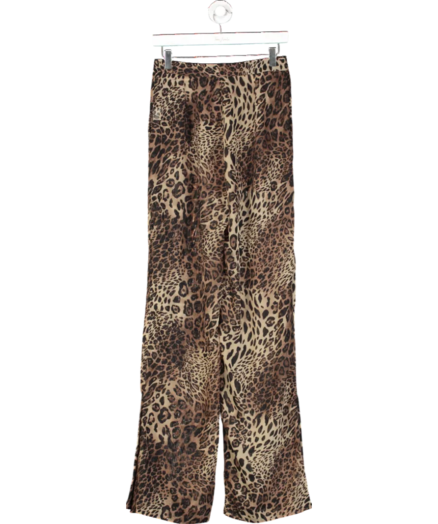 Mimii London Brown Sheer Leopard Print Trousers UK S