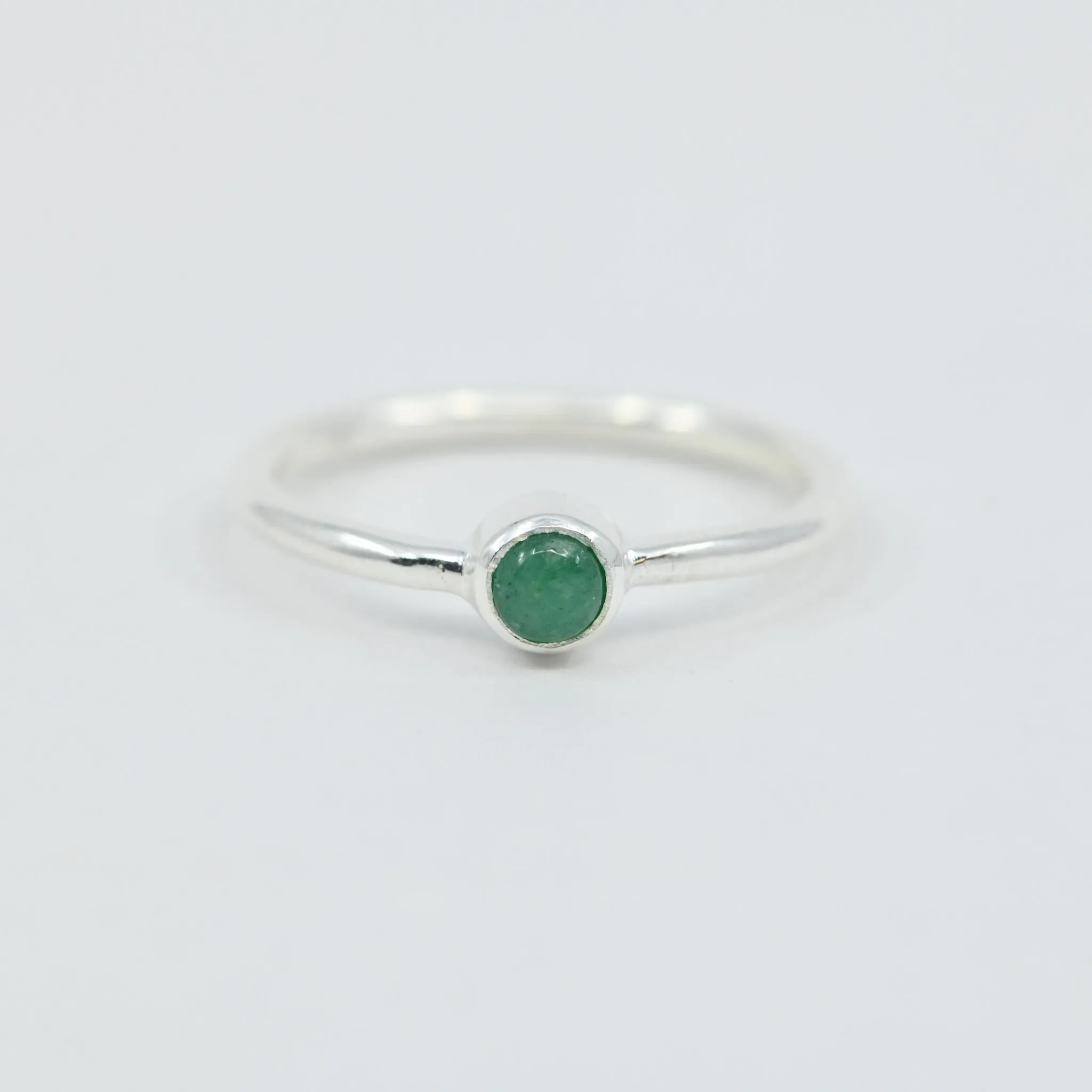 Minimalist Emerald Ring | Sterling Silver | Dainty Green Gemstone